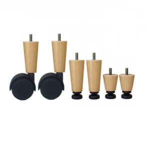 Kit 6 Pés Anti Refluxo Elevação 10 Cm Natural Com Rodízio