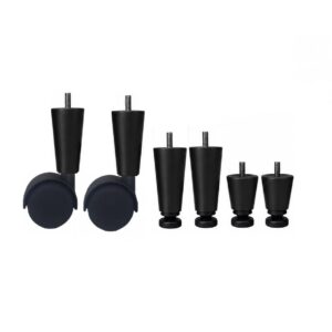 Kit 6 Pés Anti Refluxo Elevação 10 Cm Preto Com Rodízio