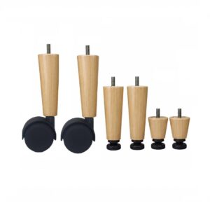 Kit 6 Pés Anti Refluxo Elevação 15 Cm Natural Com Rodízio